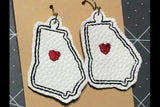 Handmade women’s Georgia Heart Earrings Travel Gift - Memes Custom Stitches LLC