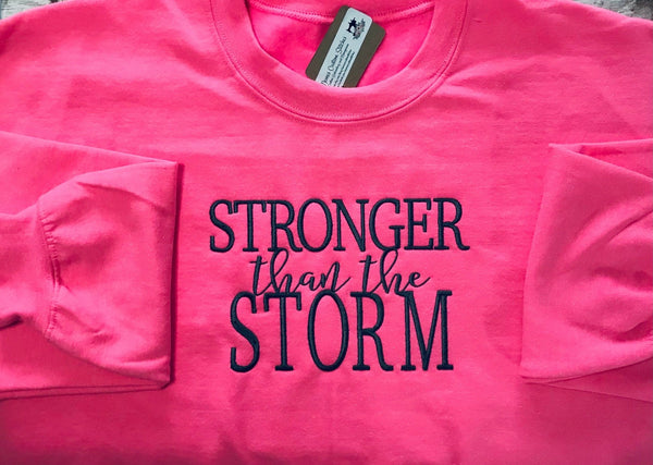 Stronger than the Storm Unisex Crew Sweatshirt , Christian Sweatshirt,Simple Sweatshirt - Memes Custom Stitches LLC