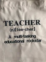 Teacher Canvas Tote, Embroidered Market Grocery Tote Bag,Teacher Gift,Gifts for Her - Memes Custom Stitches LLC