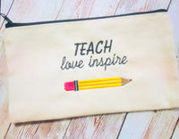 Teacher Life Gift Pencil Makeup Zipper Canvas Bag Pouch, Travel Toiletry Bag,Teacher Graduation Gift - Memes Custom Stitches LLC