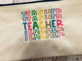 Teacher Life Gift Pencil Makeup Zipper Canvas Bag Pouch, Travel Toiletry Bag,Teacher Graduation Gift - Memes Custom Stitches LLC