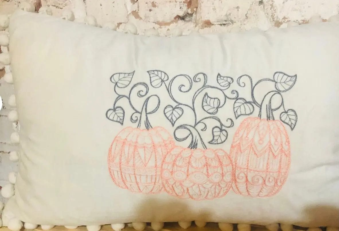 Trio Pumpkin Pom Pom Velvet 12x20 Lumbar Throw Pillow Cover , Fall Decor - Memes Custom Stitches LLC