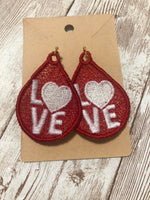 Valentines Day Handmade Red Love Lace Statement Teardrop Earrings, Gifts for Her - Memes Custom Stitches LLC