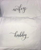 White Hubby Wifey Pillowcases, Wedding Gift.Anniversary Gifts,Bridal Shower Gift,Gifts for Couples - Memes Custom Stitches LLC