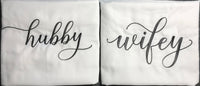 White Hubby Wifey Pillowcases, Wedding Gift.Anniversary Gifts,Bridal Shower Gift,Gifts for Couples - Memes Custom Stitches LLC