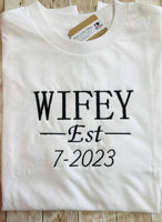 Wifey Hubby Casual Unisex Cotton TShirt Set , Bride Groom Wedding Gifts - Memes Custom Stitches LLC