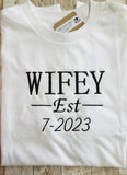 Wifey Hubby Unisex Cotton T Shirt , New Bride Groom Wedding Gifts - Memes Custom Stitches LLC