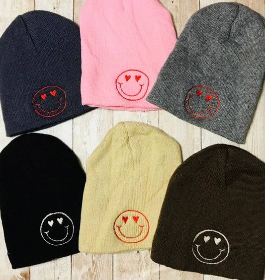 Winter Baby Infant Toddler Unisex Heart Smiley Slouch Skullcap Hat Beanie - Memes Custom Stitches LLC