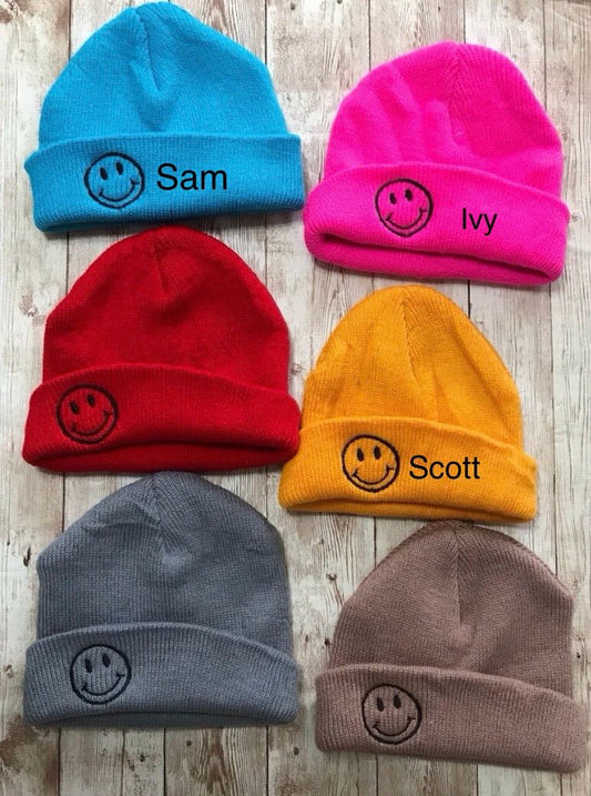 Winter Personalized Baby Infant Toddler Kids Unisex Smiley Skullcap Hat Beanie - Memes Custom Stitches LLC