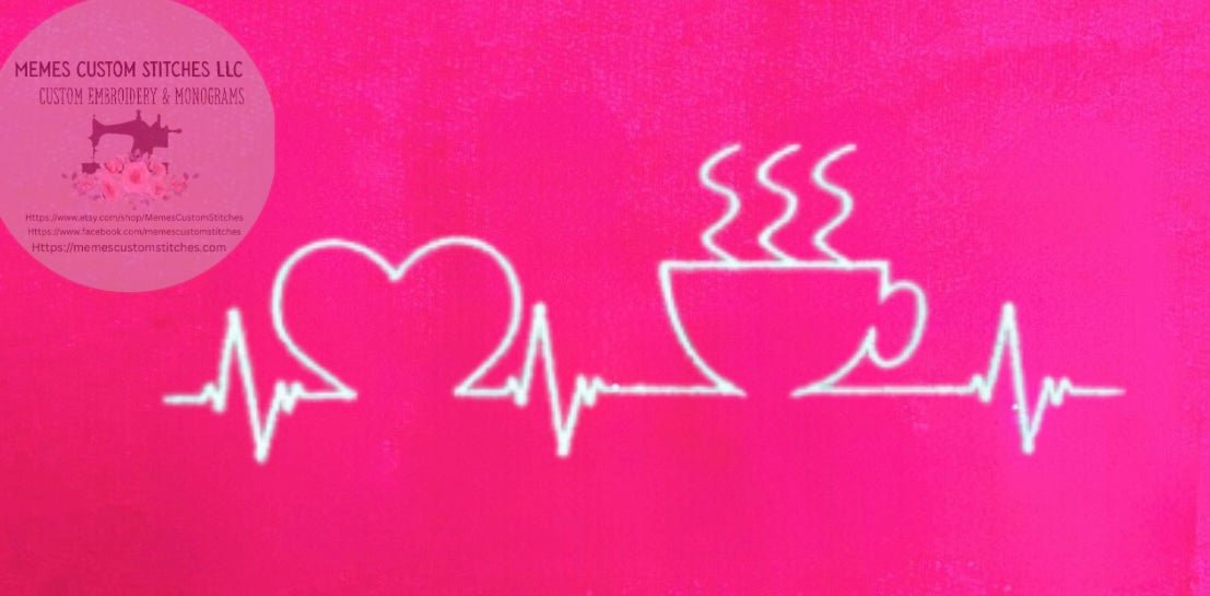 Women Coffee Heartbeat Love Embroidered T-shirt, Coffee Lover Gift, Gift for Her, Birthday Gift for Coffee Lover - Memes Custom Stitches LLC