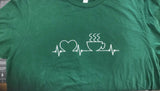 Women Coffee Heartbeat Love Embroidered T - shirt, Coffee Lover Gift, Gift for Her, Birthday Gift for Coffee Lover - Memes Custom Stitches LLC