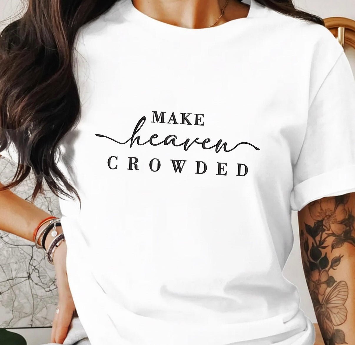 Women’s Christian Make Heaven Crowded Unisex Cotton Tshirt - Memes Custom Stitches LLC