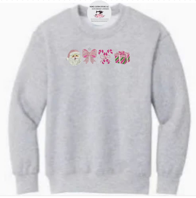 Women’s Christmas Adult Unisex Fleece Embroidered Crew Sweatshirt - Memes Custom Stitches LLC