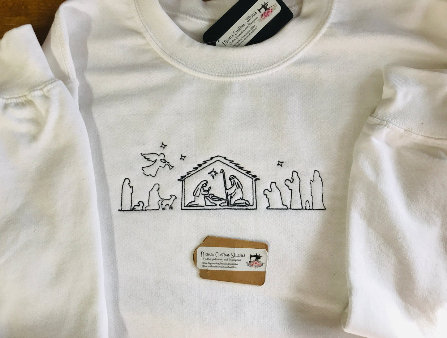 Women’s Christmas Nativity White Sweatshirt - Memes Custom Stitches LLC