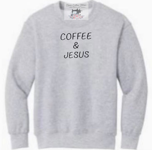 Women’s Coffee Jesus Adult Unisex Fleece Embroidered Crew Sweatshirt - Memes Custom Stitches LLC