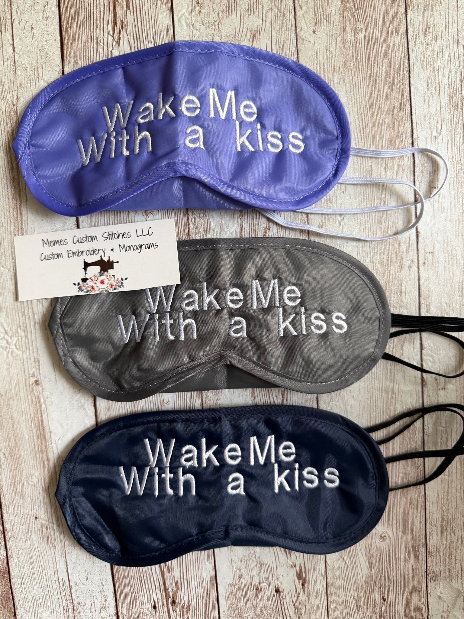 Women’s Embroidered Satin Sleep Mask| Custom Embroidered Sleep Eye Mask | Bridesmaid Gift | Self-Care Gift - Memes Custom Stitches LLC
