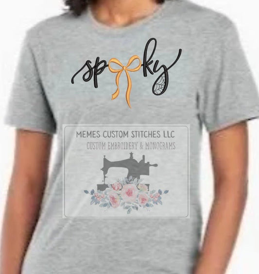 Women’s Halloween Spooky Embroidered Tshirt - Memes Custom Stitches LLC