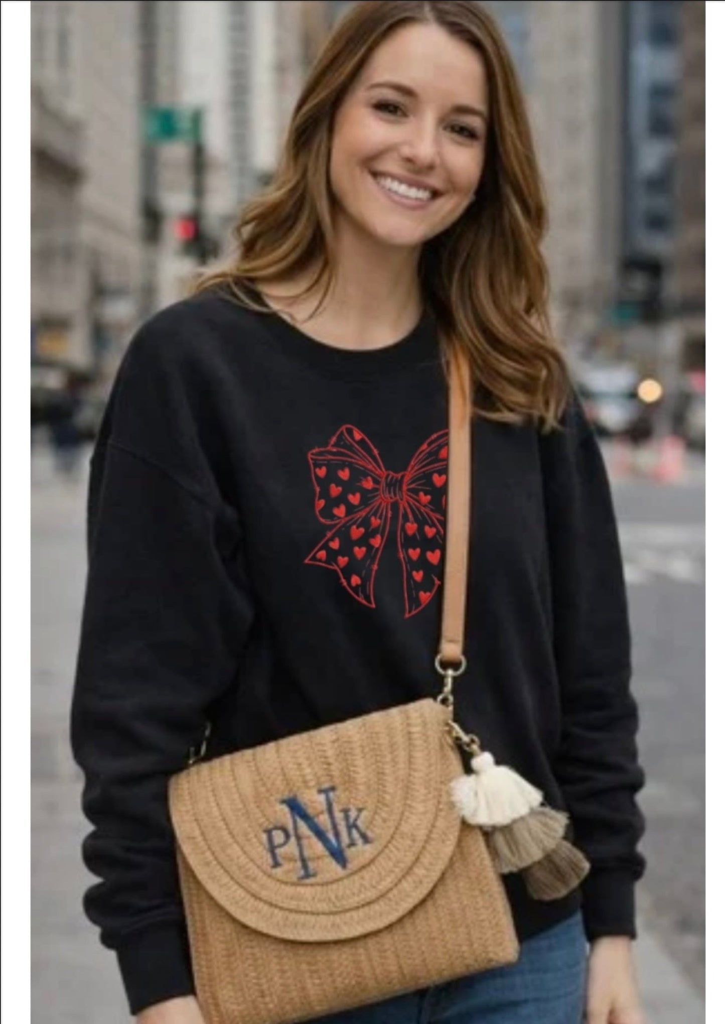 Women’s Heart Coquette Bow Unisex Fleece Sweatshirt Gift - Memes Custom Stitches LLC