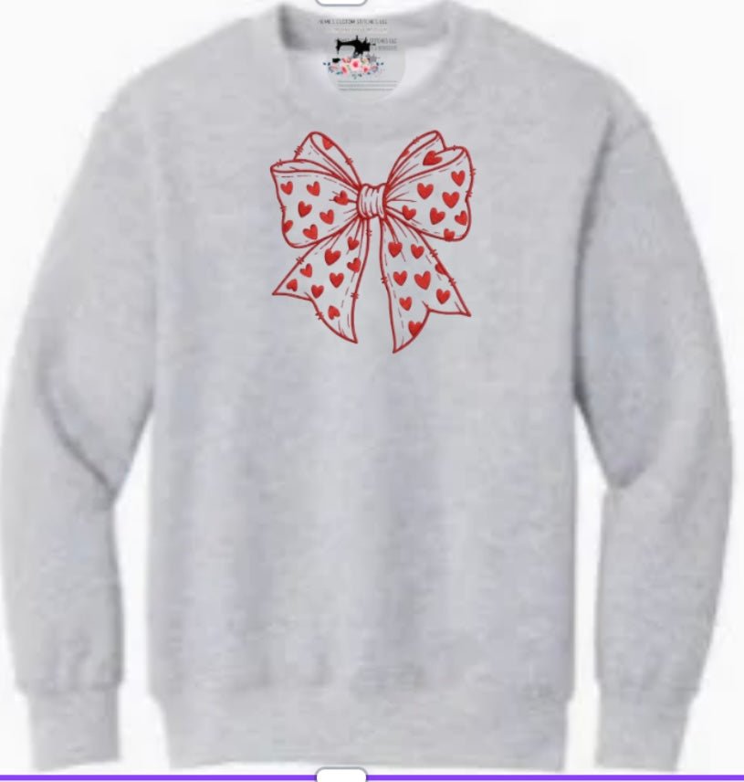 Women’s Heart Coquette Bow Unisex Fleece Sweatshirt Gift - Memes Custom Stitches LLC