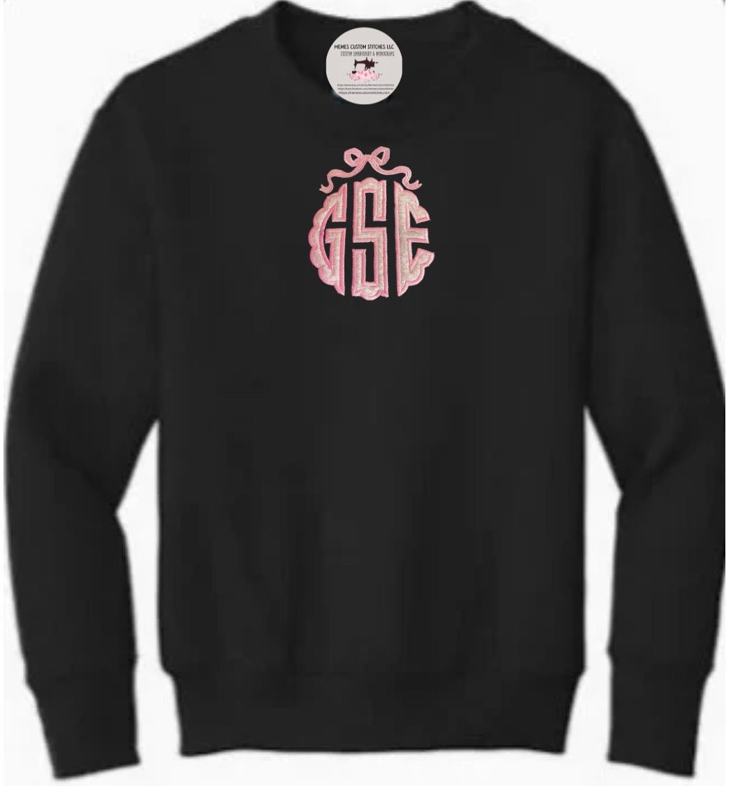 Women’s Scallop Monogram Coquette Bow Sweatshirt - Memes Custom Stitches LLC